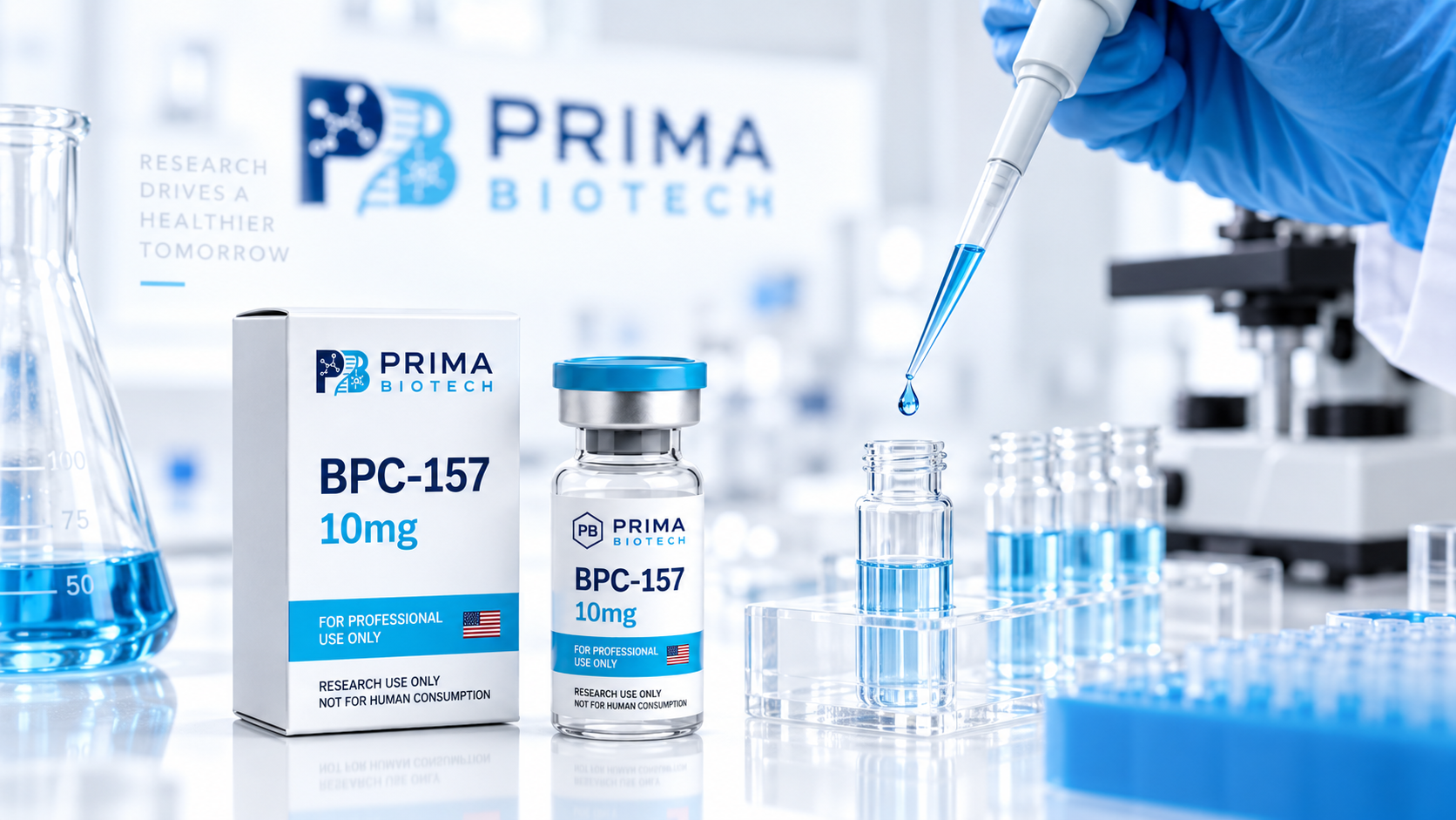 Pipette dispensing into a Prima Biotech research vial