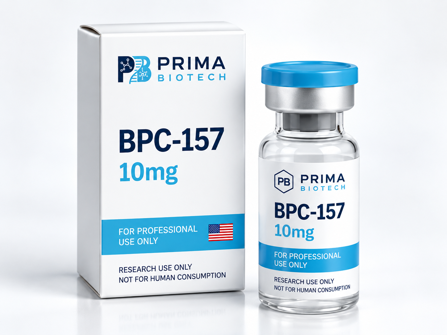 Prima Biotech BPC-157 10mg carton and research vial